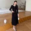 Foto Real Estilo Primavera Tamanho Grande Estilo Hepburn Elegante Bordado Elegante Emagrecedor Vestido Longo