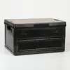 Caja de almacenamiento para camping al aire libre con tapa de madera, organizador para maletero de coche, caja plegable para picnic con asa