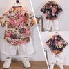 Conjunto de Camisa Floral da Moda de Manga Curta para Crianças 2024 Verão Novo Meninos e Bebês de Tamanho Pequeno e Médio Roupas da Moda Casuais de Duas Peças