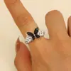 Anillo Abierto de Mariposa Dinámico de Gama Alta Versátil de Lujo de Nicho para Mujer, Anillo de Dedo Índice de Mariposa de Diseño de Moda Personalizado al por Mayor