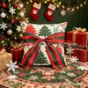 Fronha de almofada 3D temática de Natal transfronteiriça, de linho estampada com um design de árvore de Natal, para sala de estar ou uso festivo