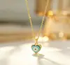 Collar Colgante de Zirconia Púrpura con Forma de Gota Chapado en Cobre Dorado, Diseño de Nicho de Lujo Ligero Estilo Francés, Cadena de Acero de Titanio, Cadena de Clavícula para Mujer
