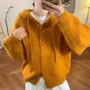 Suéter Chaqueta con Capucha de Nuevo Estilo Coreano Suave y Ceroso para Mujer, Cárdigan de Punto Holgado Perezoso Retro