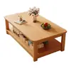 Mesa de centro estilo madera, adecuada para apartamentos pequeños, una mesita pequeña de dos niveles para uso doméstico, una mesa de centro cuadrada simple y minimalista para sofás, ideal para propiedades de alquiler