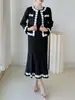 Elegante Traje de Mujer Estilo Chanel 2026 Nuevo Conjunto de Dos Piezas Cardigan Abrigo Vestido para Viajes de Negocios Francés Elegante