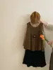 Nuevo conjunto de tres piezas de otoño para niñas estilo coreano: camiseta básica simple de manga larga, vestido chaleco elegante, pantalones rectos florales versátiles