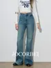 Pantalones Jocorbei de Estiramiento en Cuatro Direcciones Supermodelo Jeans de Cintura Media-Alta para Mujer, Corte Holgado, Pierna Recta Adelgazante, Pantalones de Boca de Campana