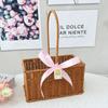 Cesta de almacenamiento tejida similar al ratán, cesta de regalo de frutas, cesta de regalo portátil, regalo de mano de dama de honor, caja vacía, caja de regalo, cesta de flores