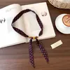 Bufanda Delgada de Seda con Lunares y Perlas Estilo Coreano, Accesorio Estrecho Largo de Tira para Cuello, Accesorio de Decoración para Cuello, Moderno
