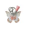 Regalo único de pompón de felpa y borla para mamá y abuela con llavero acrílico floral de mariposa-