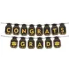 Set de Vajilla para Fiesta de Temporada de Graduación 2026 Negro Platos de Papel para Adultos Vasos de Papel Pancarta de Graduación Mantel de Mesa para Fiesta Pe