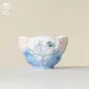 Cerámica Pintada a Mano Diseño de Mariposa-Flor con Patrón de Ventana Taza de Té para Uso Doméstico Taza de Degustación de Juego de Té Kung Fu