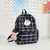 Mochila Escolar Versátil Retro Estudiante de Secundaria Femenina Otoño e Invierno Nueva Mochila Cuadros Coreanos Color Sólido Mochila para Estudiante Universitario y Viajero