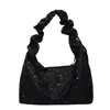 Nova Bolsa Plissada Doce e Estilosa com Grande Capacidade, Bolsa de Dumpling Única e Moderna para o Dia a Dia, Bolsa de Ombro e Transversal com Tecido Estampado de Estrelas