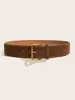 Hebilla de Cinturón Ancha de Terciopelo Moda Femenina Versátil Cuadrada Personalidad Otoño e Invierno Retro Americano Tendencia Transfronteriza