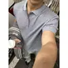 Camisa Polo Transfronteriza para Hombre, Nuevo Estilo Verano 2026, Camiseta Recta de Hombros Caídos con Textura Fresca, Aspecto Juvenil, Manga Corta
