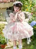 Vestido de Alça Lolita Flor Fada Indústria Pesada para Meninas Verão 2025 Novo Vestido Princesa Floral Estilo Ocidental Infantil
