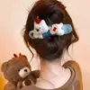 Presilha de cabelo fofa de tricô de alta qualidade para meninas, presilha tipo garra moderna e estilosa com laço de desenho animado, acessório de cabelo estilo despojado tipo bico de pato
