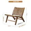Poltrona Reclinável Vintage para Sala de Estar Sofá Individual Preguiçoso Cadeira de Sofá Retro Estilo Wabi-Sabi Madeira Maciça Varanda Cadeira de Rattan para Lazer