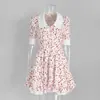 Vestido Estampado de Cuello V para Mujer Transfronterizo Estilo Europeo y Americano para Mujer Verano 2025 Nuevo Vestido Corto de Manga Abullonada Vestido Cuello de Muñeca