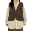 Chaleco de Trabajo Retro Japonés con Múltiples Bolsillos para Hombre, Chaqueta sin Mangas de Marca de Moda para Vestir en Capas, Chaleco Casual Versátil para Primavera y Otoño
