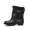 Botas de Pierna Ancha para Mujer 2026 Nuevo Otoño Retro Versátiles Remaches Tacón Grueso Pierna Ancha Adelgazantes Arrugadas Holgadas