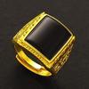 Anillo Boutique Chapado en Oro de 24k Joyería para Hombre Latón Oro Arena de Vietnam Joyería Ónix Gema Incrustada Anillo Abierto