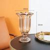 Vaso de vidro engrossado com alto relevo para hotel retrô, boca de pétala, cristal transparente, decoração de mesa para arranjo floral de sala de estar