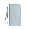 Bolsa Feminina Longa Versátil com Zíper Duplo Estilo Coreano Estudante Flor Grande Capacidade Bolsa para Celular Bolsa de Mão Carteira de Moedas Macia Venda por Atacado