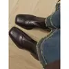 Botas de tacón medio, de grosor medio, muy elegantes y ajustadas para mujer, Botas estilo Martin con punta cuadrada francesa, Botines Chelsea de suela gruesa, Botines cortos