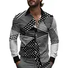 Camisa de Hombre a Cuadros y Rayas Primavera Un Botón Diseño de Solapa 2025 Ligera Corte Holgado Moda