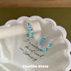 Pendientes de Diseño Nicho Estilo Coreano Frío Crepúsculo Azul Gama Alta con un Ambiente de Lujo Ligero
