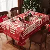 Toalha de Mesa de Natal Impermeável e à Prova de Óleo, Não Precisa Lavar, Decoração Festiva Vermelha de Ano Novo, Toalha de Mesa de Centro, Toalha de Mesa Atmosférica para Sala de Jantar