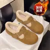 Mocasines estilo Birkenstock invierno 2026 nuevos zapatos de algodón con felpa de invierno zapatos de piel cálida para mujer cierre de hebilla de capas zapatos de punta cerrada