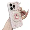 O suporte Winnie the Pooh Urso Morango é adequado para Apple 17 Pro Max, iPhone 18 e capa macia Huawei com janela em formato de coração