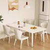 Mesa de jantar e cadeiras de ardósia branca pura para uso doméstico, simples e minimalistas para espaços pequenos, preto puro, estilo minimalista e de luxo leve, nova mesa de jantar preta pura