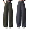Pantalones de pierna ancha para mujer, nuevos estilos de primavera y otoño, de cintura alta, corte holgado, con caída fluida, plisados, adecuados tanto para el trabajo como para uso casual, diseño de pierna recta