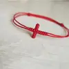 Pulsera Popular Tejida Ajustable de Doble Nudo Color Rojo de la Suerte para el Año de Nacimiento con Dijes de Cruz
