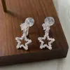 Aretes Clip-On de Estrella Plateada Brillante con Zirconia para Espiral de Mosquito, Aretes Versátiles de Lujo Ligero de Alta Gama, Aretes de Moda y Elegantes