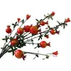 Ornamentos de Frutas de Romã Artificiais de Alta Qualidade para Decoração de Sala de Estar e Entrada, Galhos de Romã Artificiais com Flores e Frutas da Fortuna
