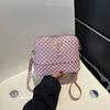 Bolsa feminina de concha xadrez estilo coreano 2023, bolsa de ombro pequena texturizada com padrão de pedra de cor contrastante, estilo Chanel