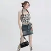 Falda Corta de Mezclilla Azul Retro para Mujer Verano Nueva Sexy de Cintura Alta Look Adelgazante y Look Adelgazante Ceñida al Cuerpo Falda de Línea A