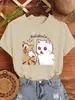 Camiseta Divertida con Estampado de Dos Gatos Peleando Camiseta de Algodón Oversize para Mujer Moda Y2K Streetwear Casual