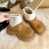 Botas de Nieve Birkenstock de Suela Gruesa para Aumentar la Altura, para Mujeres Menudas, Invierno, Felpa Gruesa Adicional, Tendencia Invierno 2026, Nuevo Estilo, Piel y Piel Integradas