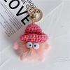 Bonito cabelo de vison pequena bola de carvão carro chaveiro criativo boneca de pelúcia mochila pingente de presente pequeno dos homens e mulheres