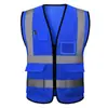 Colete Refletivo Uniforme de Trabalho de Saneamento Colete de Segurança Viária Canteiro de Obras Malha Múltiplos Bolsos Vestuário Refletivo Noturno