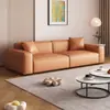 Subsídios Governamentais para Sofás de Bloco em Couro Encerado Estilo Retrô, Sofás Simples Estilo Meio do Século para Apartamentos Pequenos na Sala de Estar