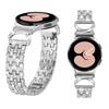 Adecuado para Samsung Galaxy Watch7 Correa de reloj de metal con incrustaciones de diamantes de cinco filas y cinco cuentas de cuerno Watch5/6