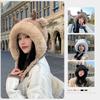 Gorro coreano lindo de asta Navidad moda versátil para damas gorro de lana tejido forrado de vellón cálido protección para las orejas gorro para el frío tendencia