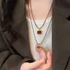 Collar de Ojo de Tigre Color Café Maillard de Gama Alta, Moderno y Versátil, Cadena para Sudadera, Cadena para el Cuello Versátil de Celebridad de Internet, Cadena para Suéter